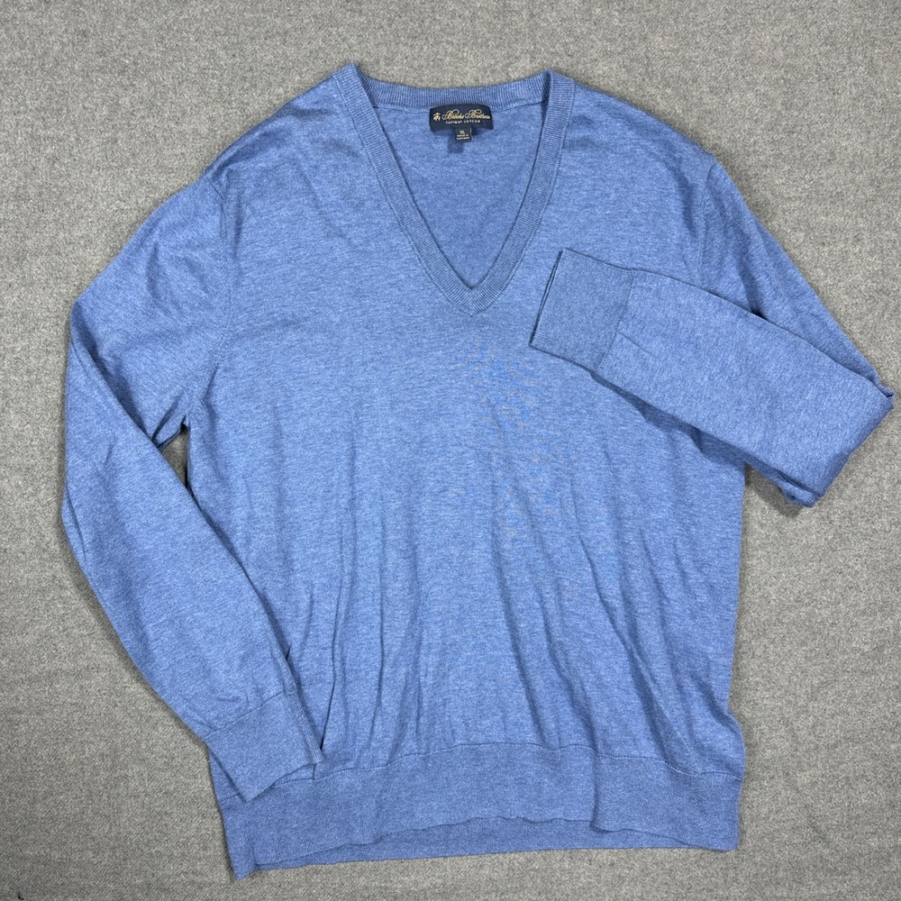 Brooks Brothers V-Neck Sweater Men's XL 100% Supima Cotton‎ Lightweight Pullover - Picture 2 of 6
